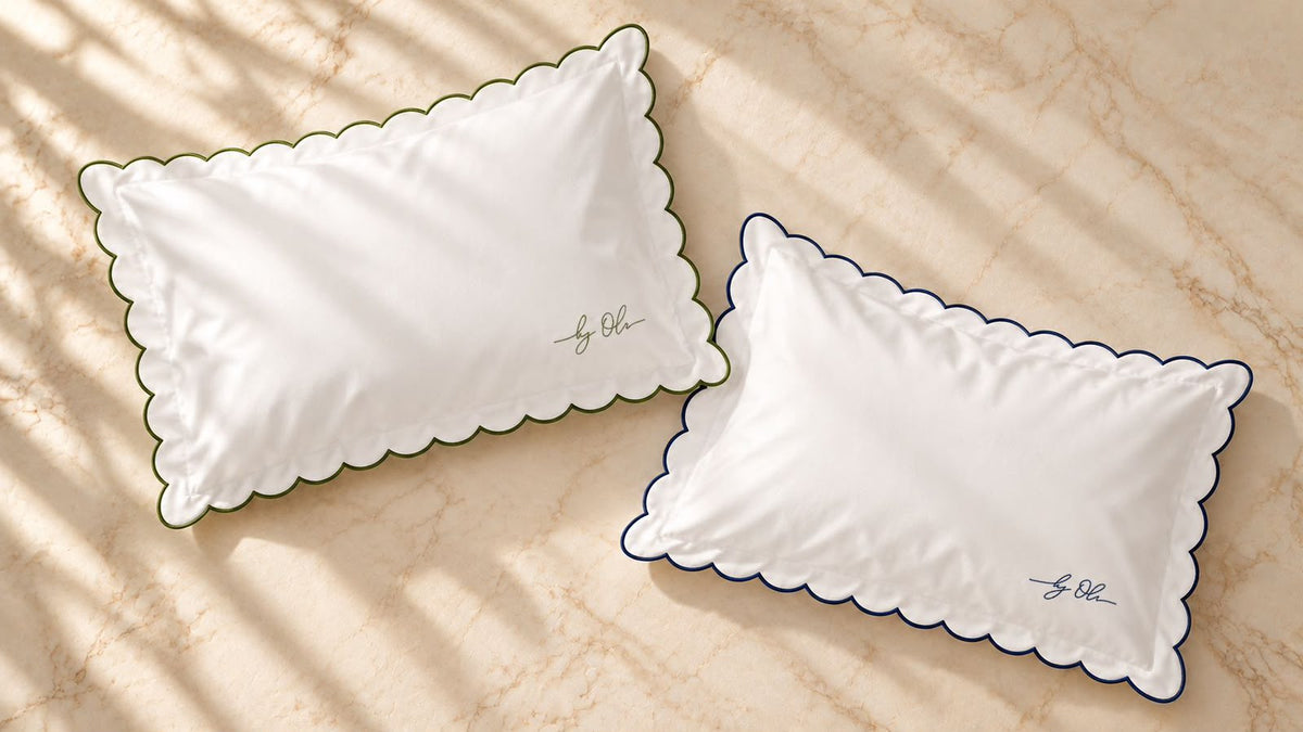 Scalloped bamboo pillowcases in the Maison by Ola bedroom collection